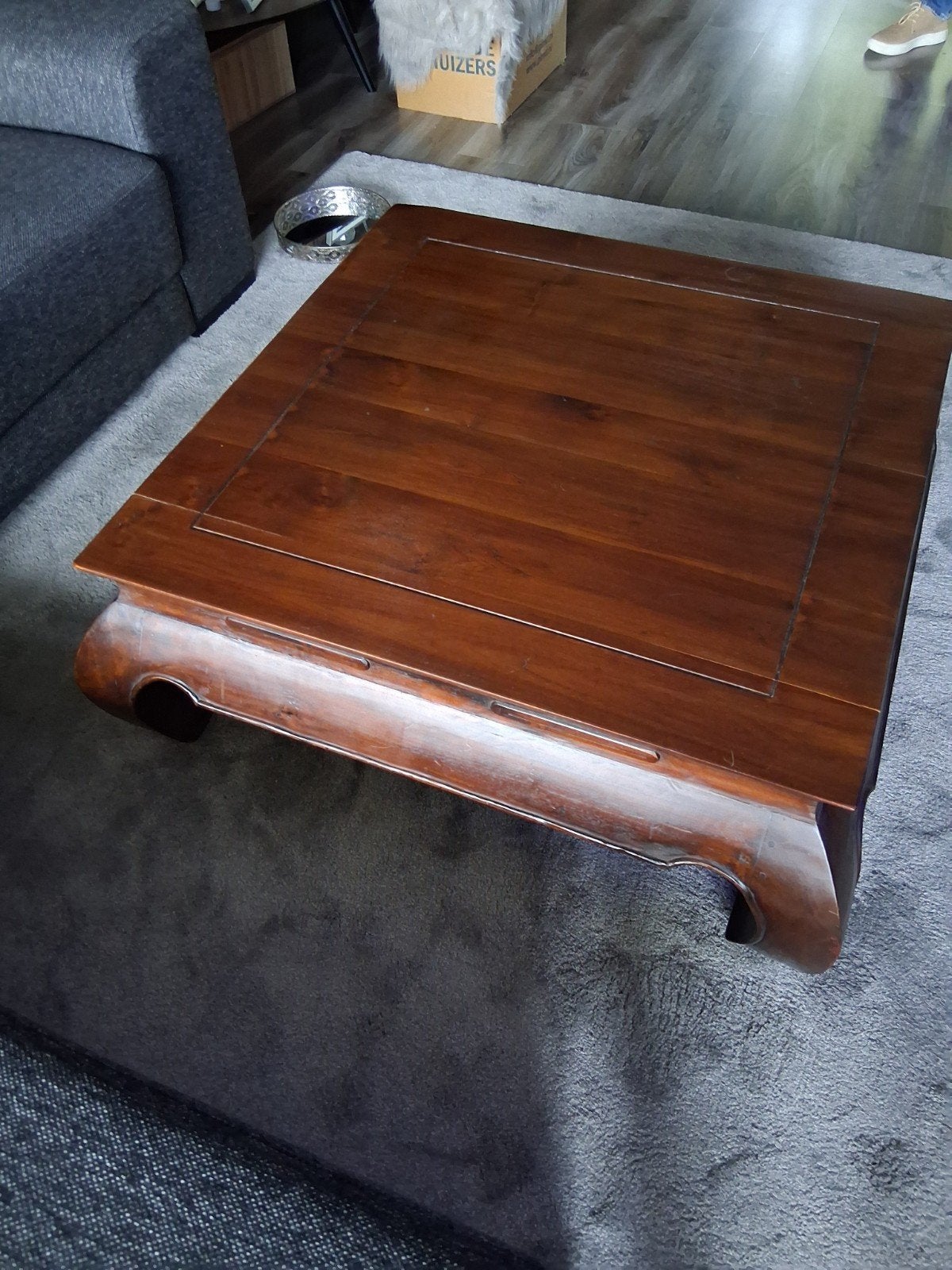 Salontafel van donker teakhout., Ophalen, Gebruikt, 50 tot 100 cm, Klassiek