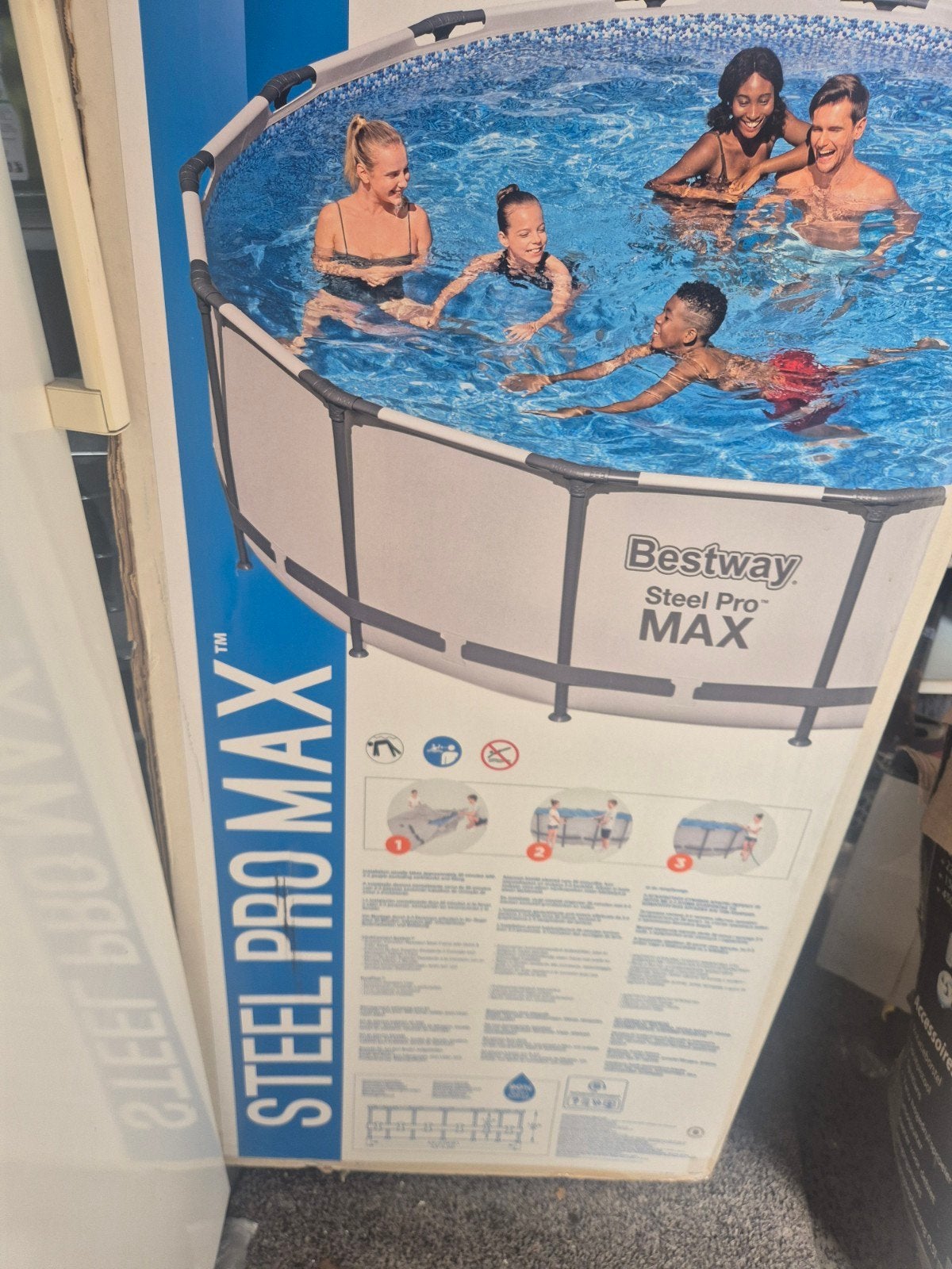 Bestway Steel Pro MAX Opzetzwembad met filterpomp, Gebruikt, 80 tot 120 cm, Rond, 300 cm of meer