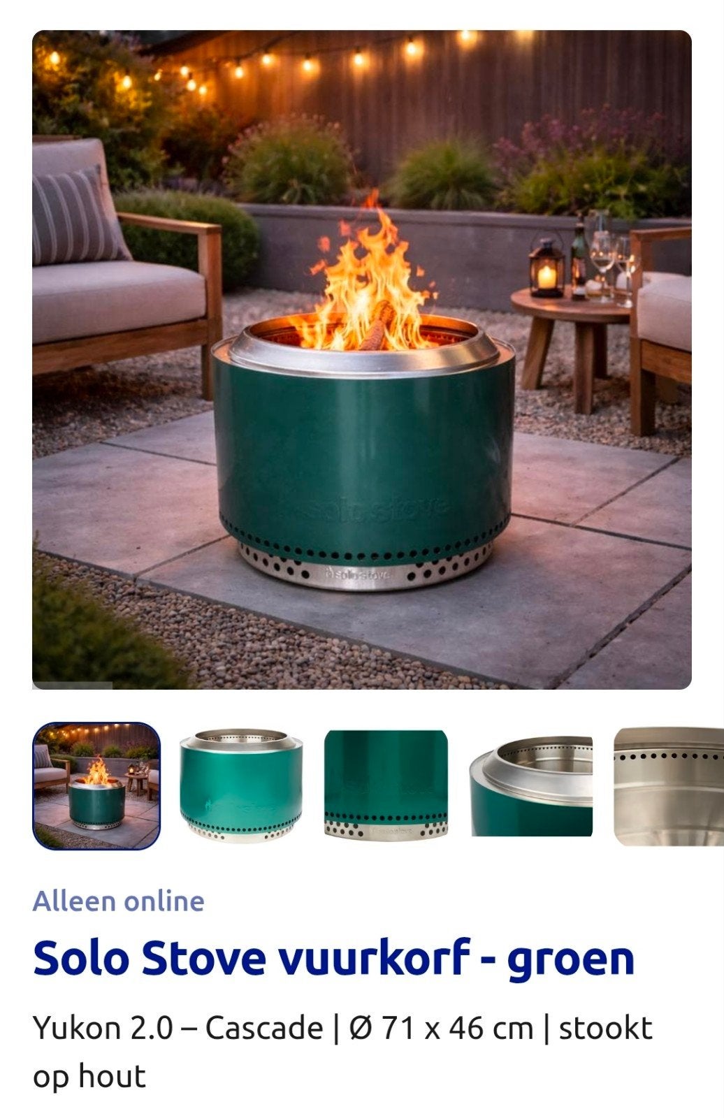 Vuurkorf Yukon 2.0 groen solo stove rookvrij, Ophalen, Nieuw
