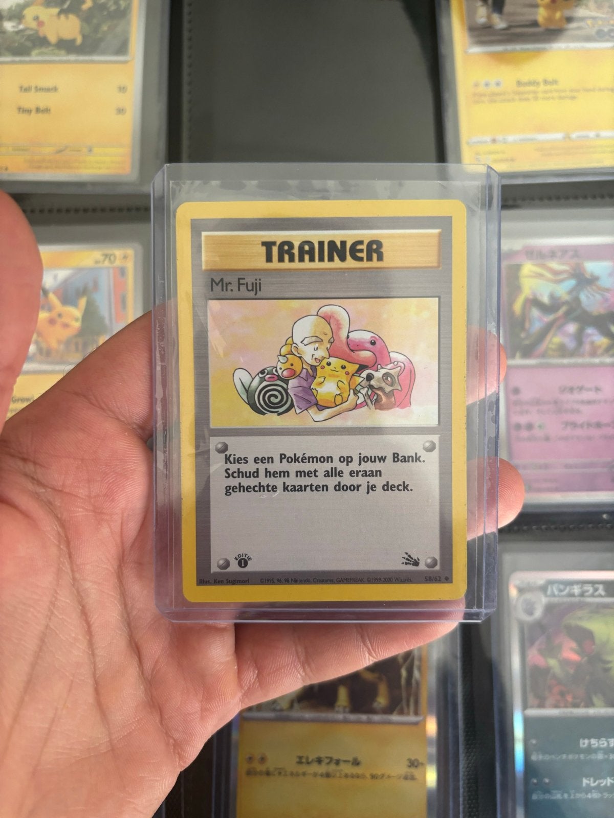 Pokémon Mr. Fuji Trainer Kaart - Near Mint, 1st Edition, Ophalen of Verzenden, Zo goed als nieuw, Losse kaart