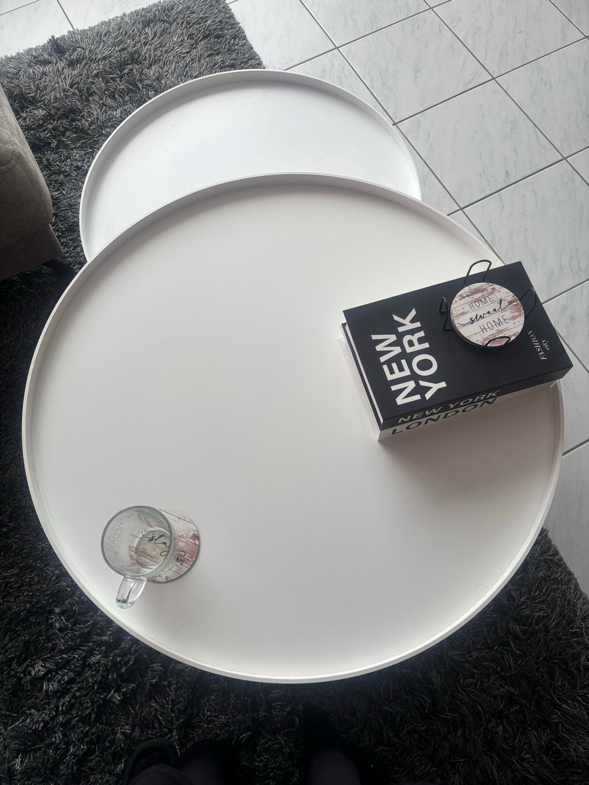 Witte ronde salontafel - Modern design, Ophalen, 50 – 75, Gebruikt, Rond