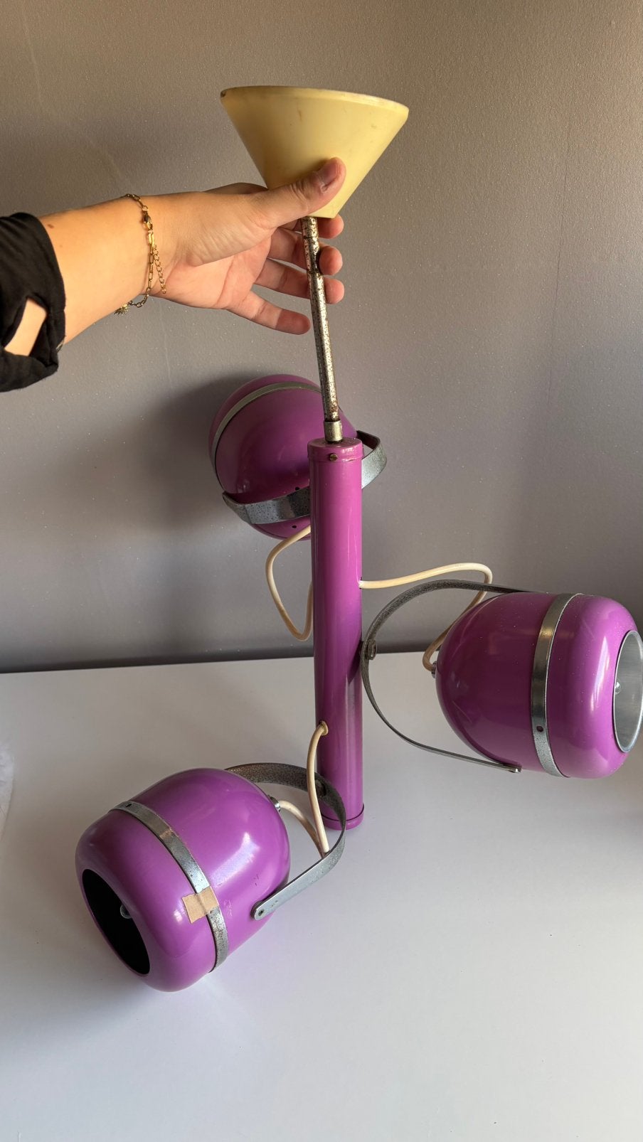 Vintage Space Age lamp – roze retro spots | Jaren 70, Ophalen of Verzenden