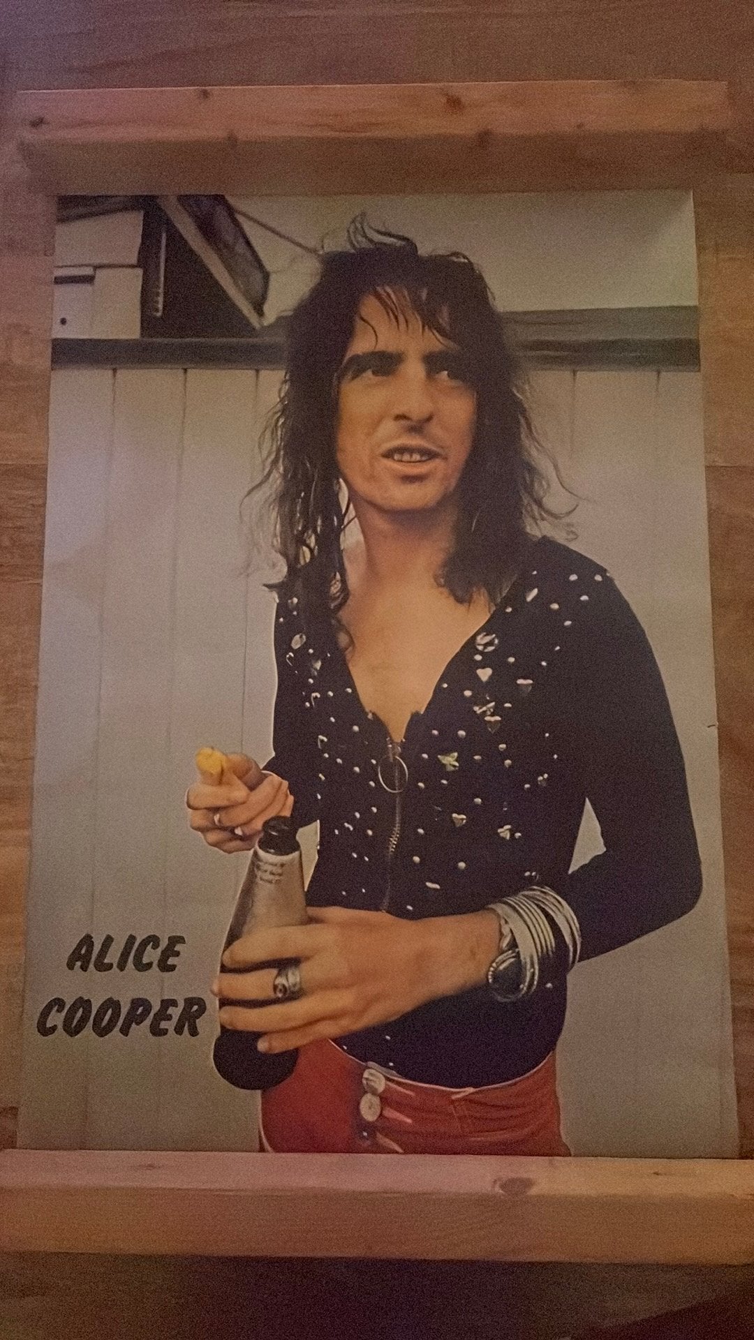 Poster Alice Cooper (zonder make up) jaren 70 (75 bij 51 cm), Ophalen of Verzenden, Zo goed als nieuw, Film en Tv