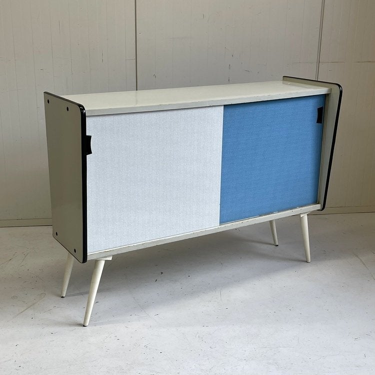 Te gekke vintage schoolkast dressoir schuifdeuren opberger, Ophalen, Gebruikt, Onbekend, Onbekend