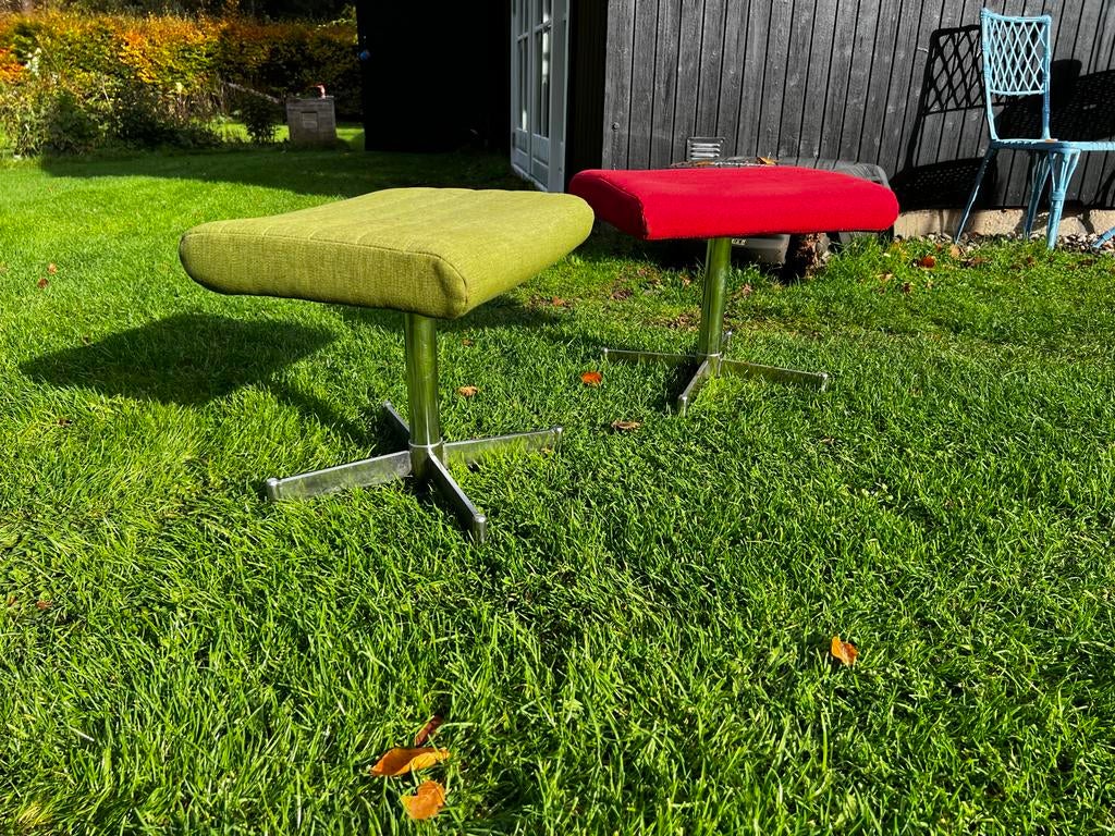 Hulshoff Design Hockers - Groen & Rood - Set van 2, Ophalen, Rechthoekig, Stof, Minder dan 50 cm