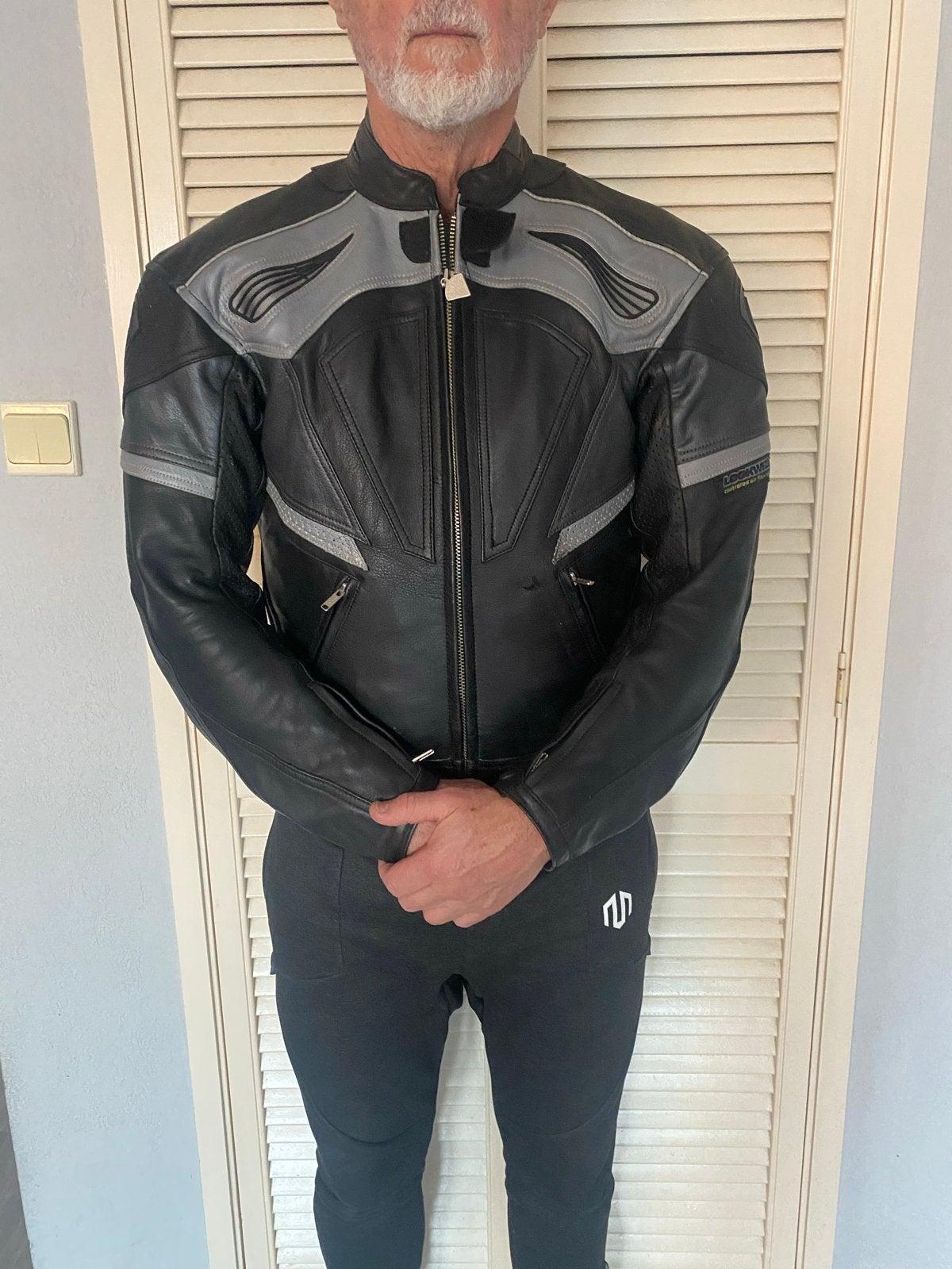 Lookwell Leren Motorjas Maat M - Zwart/Grijs, Motoren, Ophalen of Verzenden, Tweedehands, Heren, Jas | leer