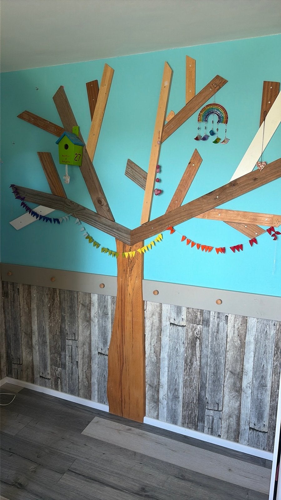 Unieke houten wanddecoratie boom - Makkelijk te vervoeren, Ophalen, Gebruikt, Hout, Meerkleurig