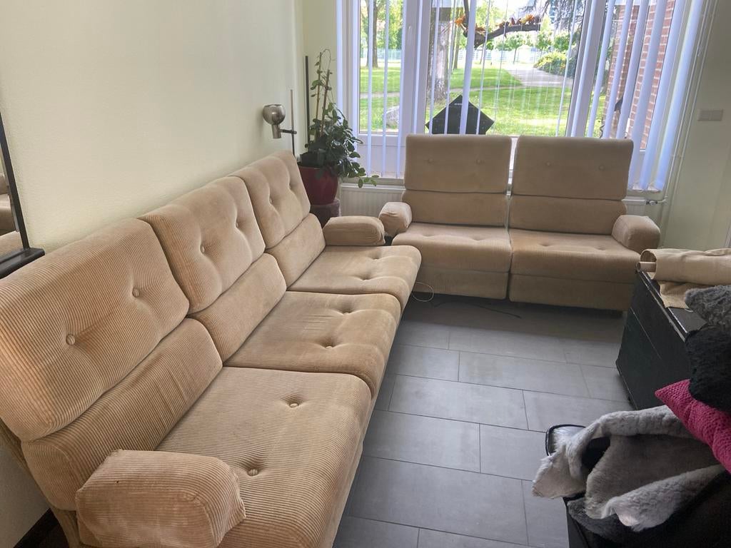 Vintage LEO-LUX bankstel - 5 delen met nieuwe bekleding, Huis en Inrichting, Banken | Bankstellen, Gebruikt, Ophalen of Verzenden