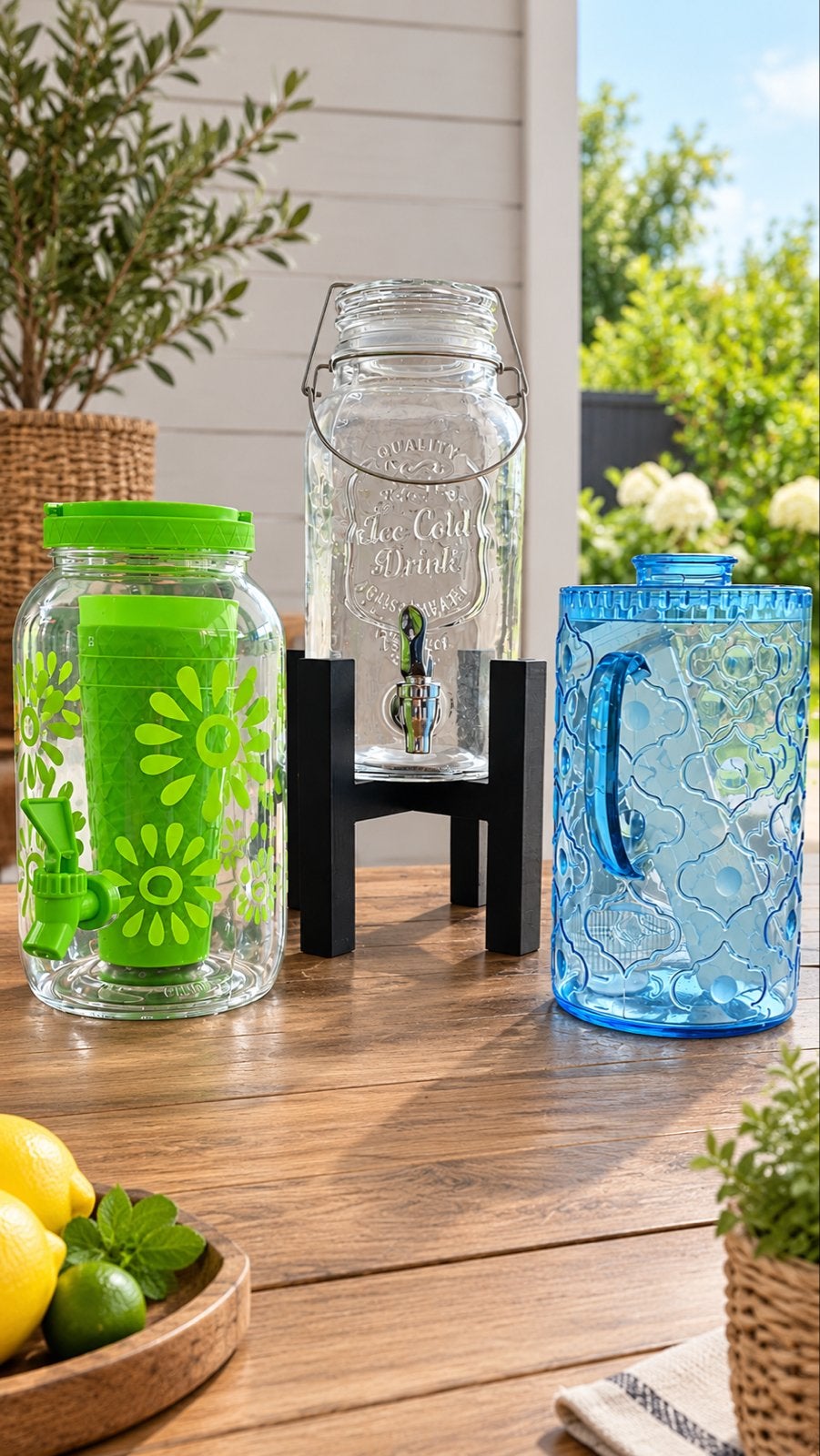 Set van 3 drankdispensers voor feest & dagelijks gebruik, Ophalen of Verzenden, Zo goed als nieuw, Glas, Overige typen