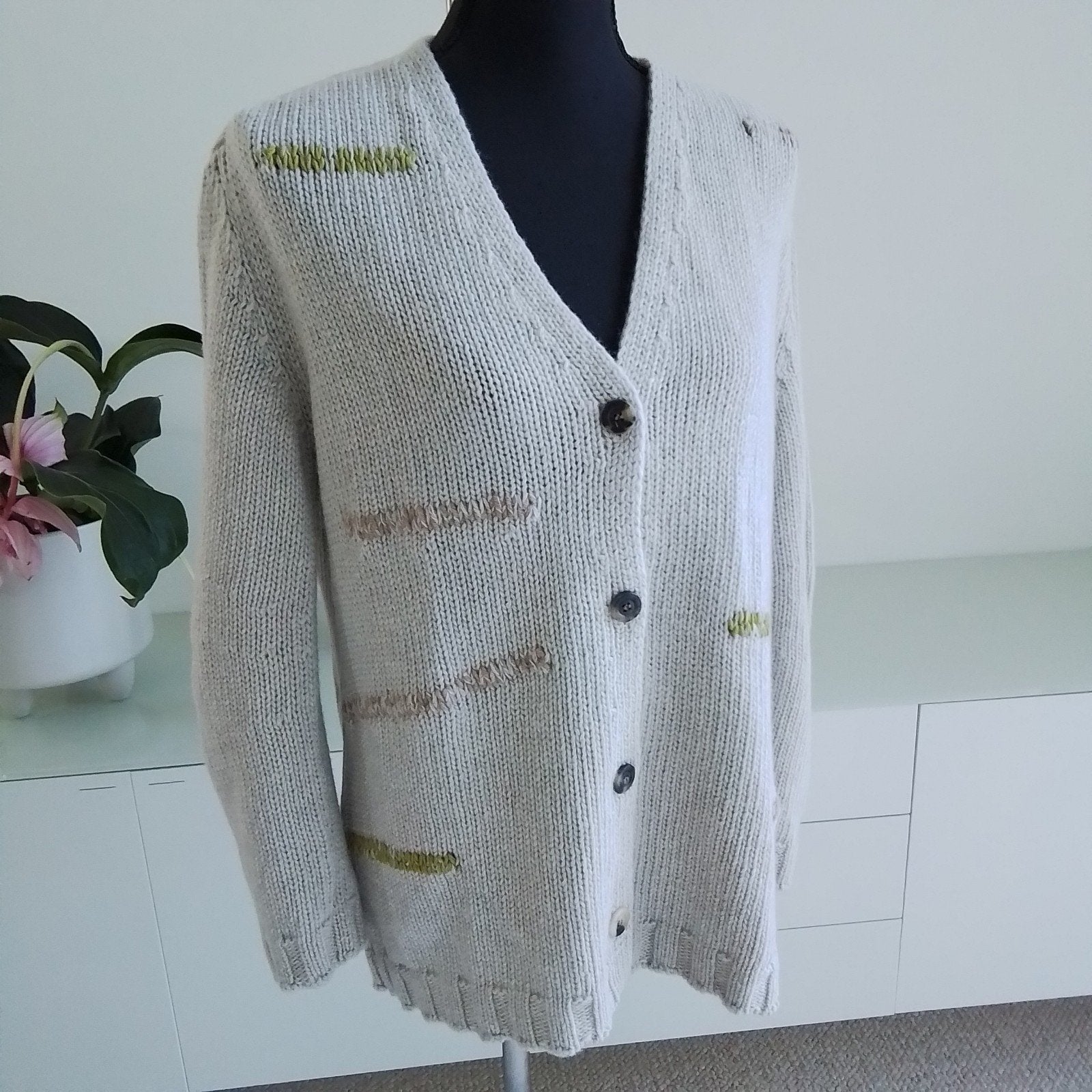 Handmade vest Cividini beige/groenig it.40, valt als M NIEUW, Verzenden, Nieuw, Maat 38/40 (M)