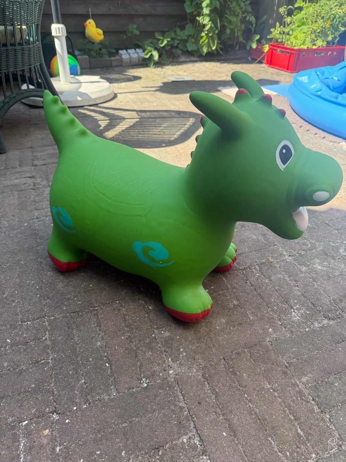 Groene opblaasbare draak springdier, Ophalen, Zo goed als nieuw, Jongen of Meisje