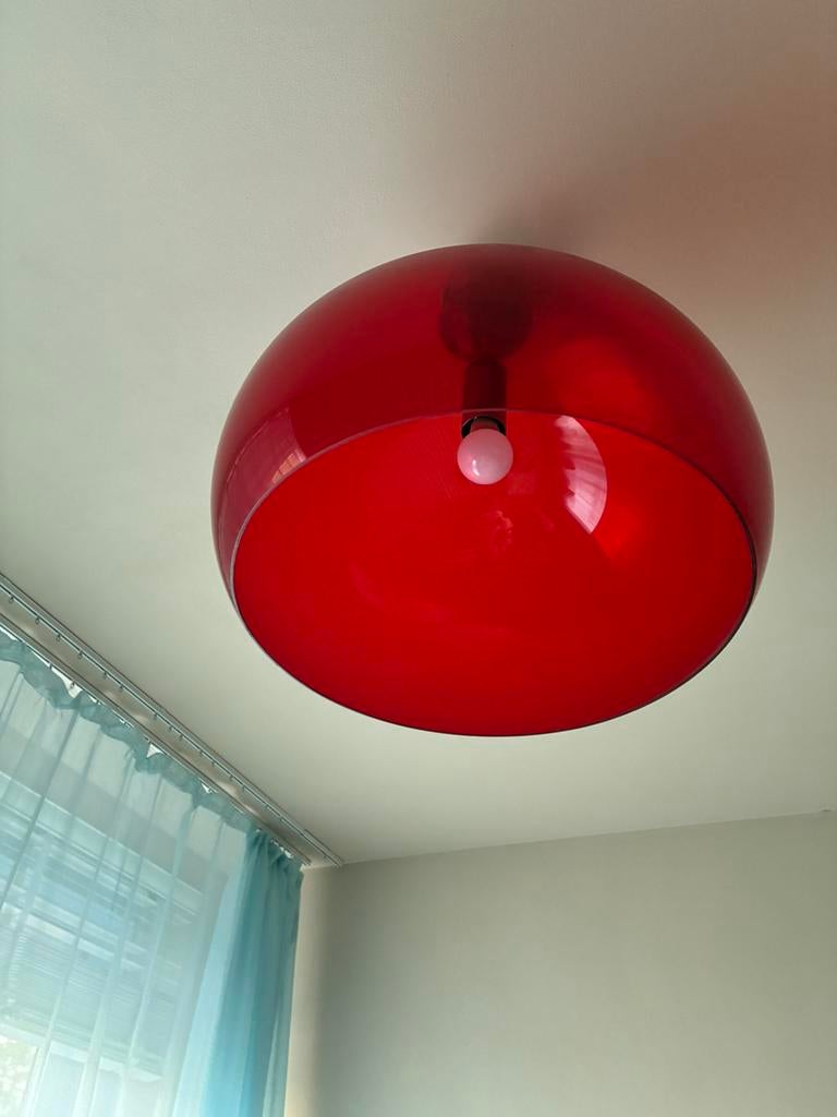 2 kartell lampen rood en transparant, Ophalen, Zo goed als nieuw