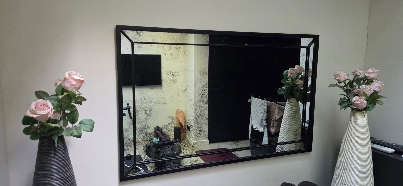 PTMD Collection Spiegel - Antiek Zwart Design, Huis en Inrichting, Ophalen, 100 tot 150 cm, Zo goed als nieuw, 100 tot 125 cm