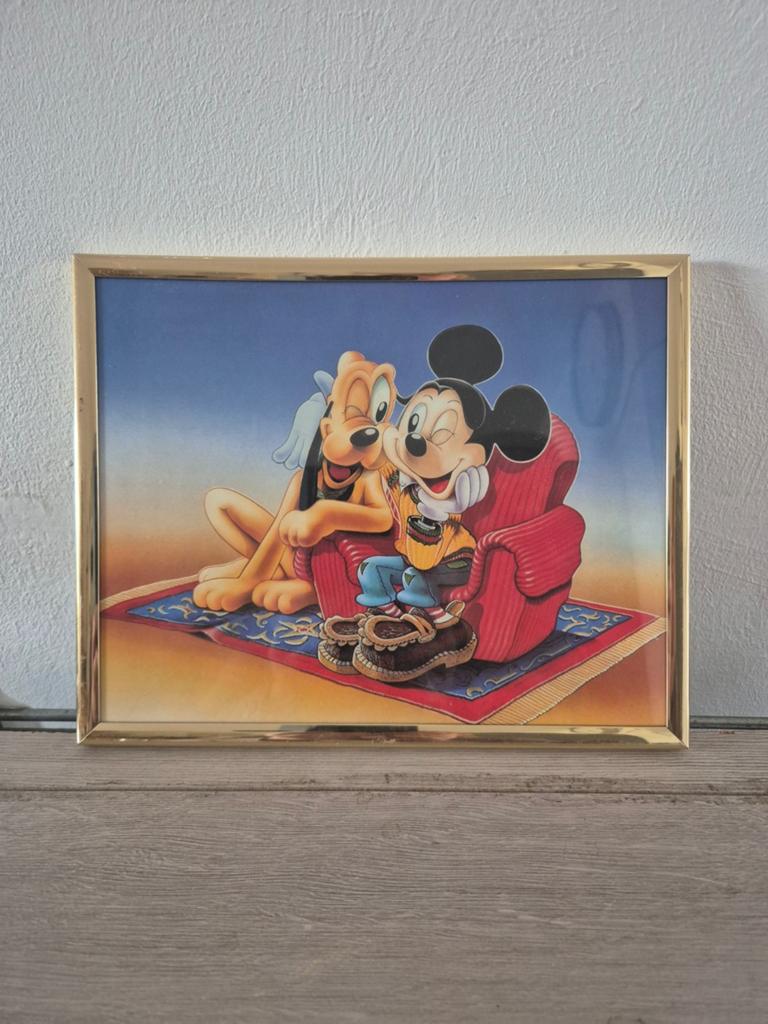 Lijst met Mickey en Pluto, Verzamelen, Ophalen of Verzenden, Mickey Mouse, Zo goed als nieuw