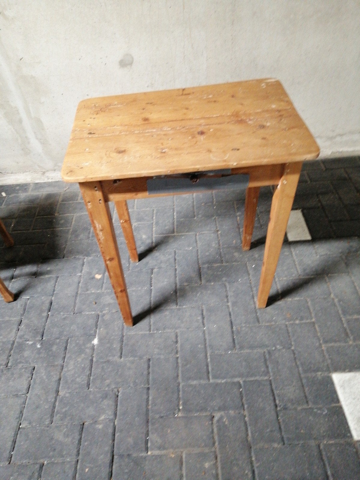Vintage houten tafel met lade, Ophalen of Verzenden
