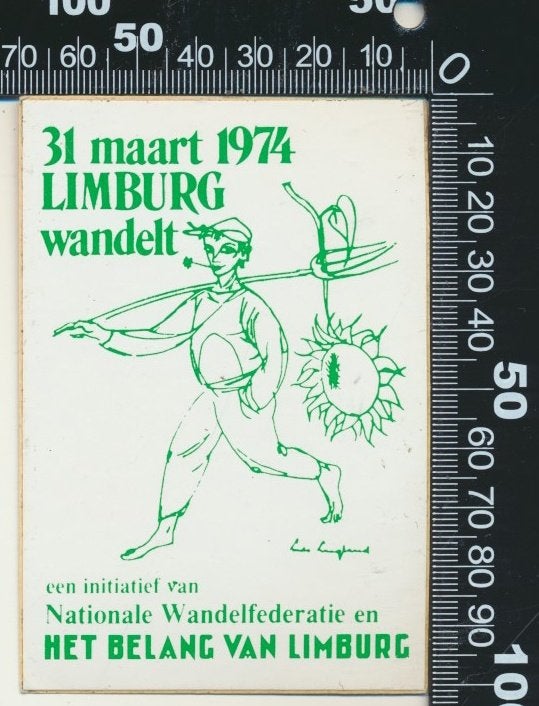 Sticker: Limburg Wandelt 1974 - Nationale Wandelfederatie, Verzenden, Zo goed als nieuw, Bedrijf of Vereniging