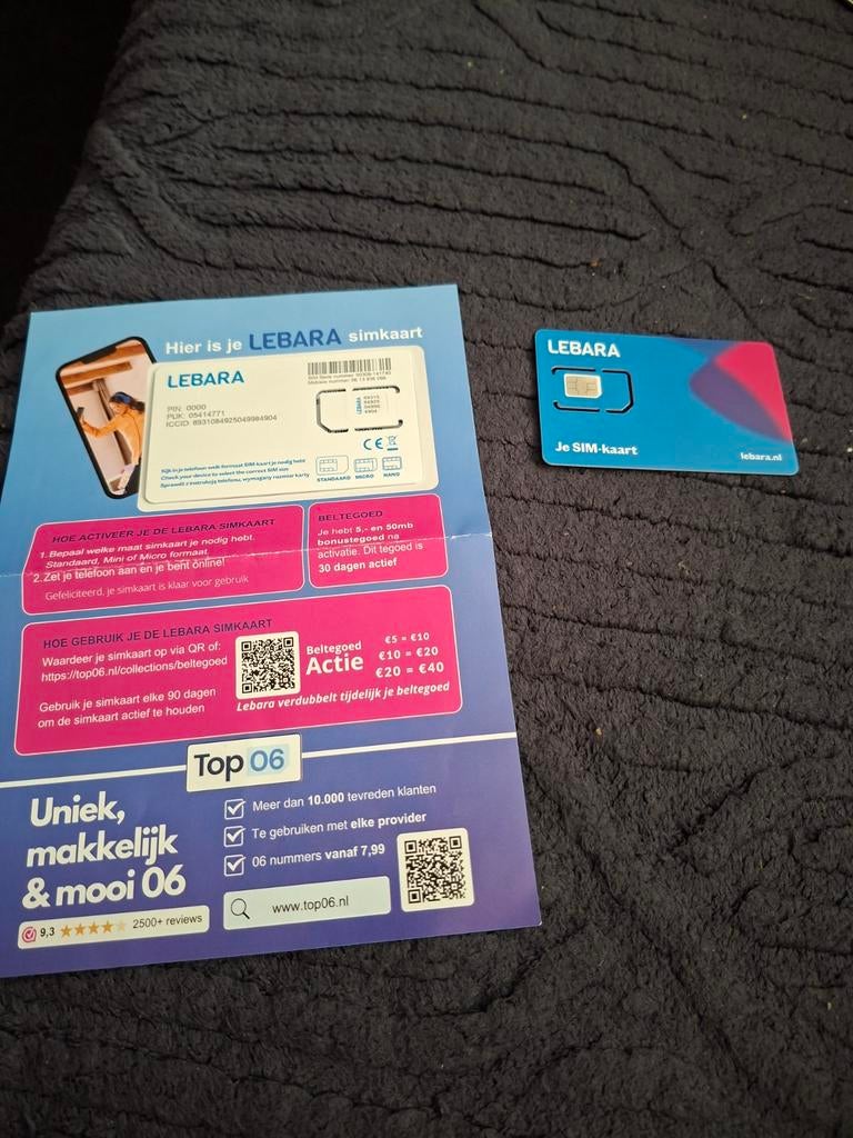 2 lebara simkaarten, Ophalen, Nieuw, Overige providers