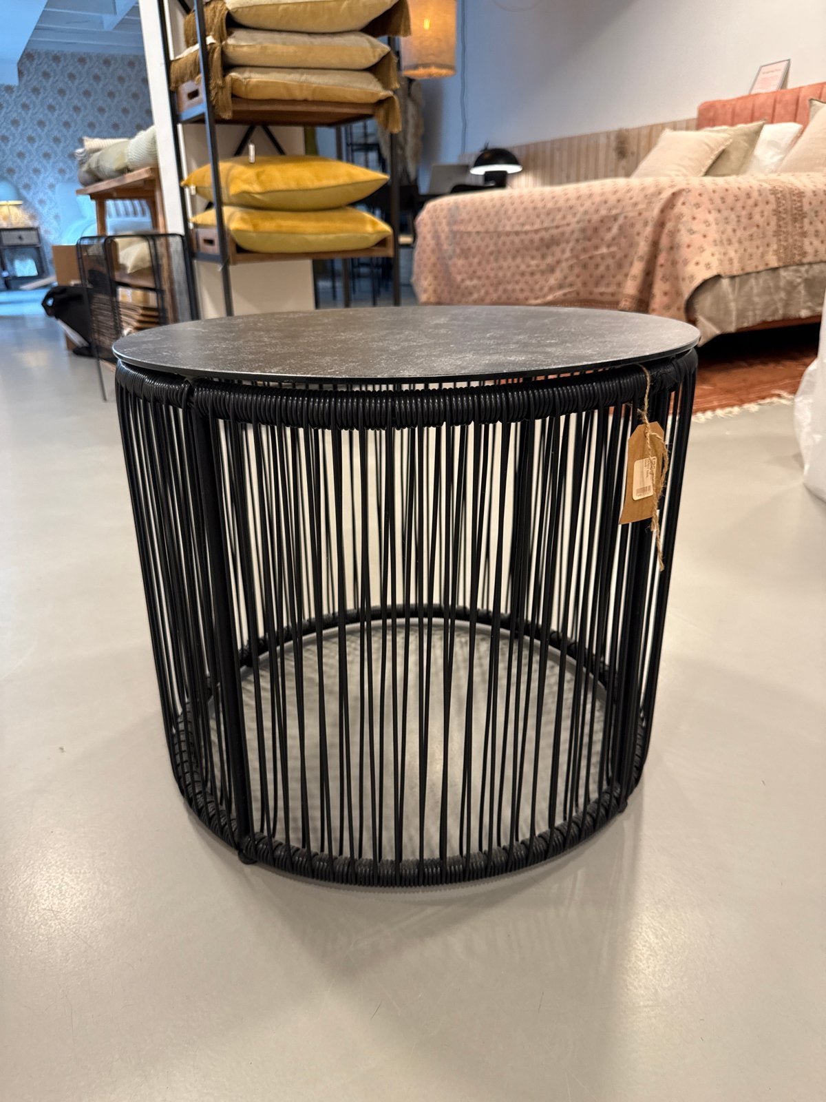Nordal Gardy Bijzettafel Zwart - Diameter 55cm, Hoogte 45cm, Ophalen, Minder dan 45 cm, Metaal of Aluminium, Rond