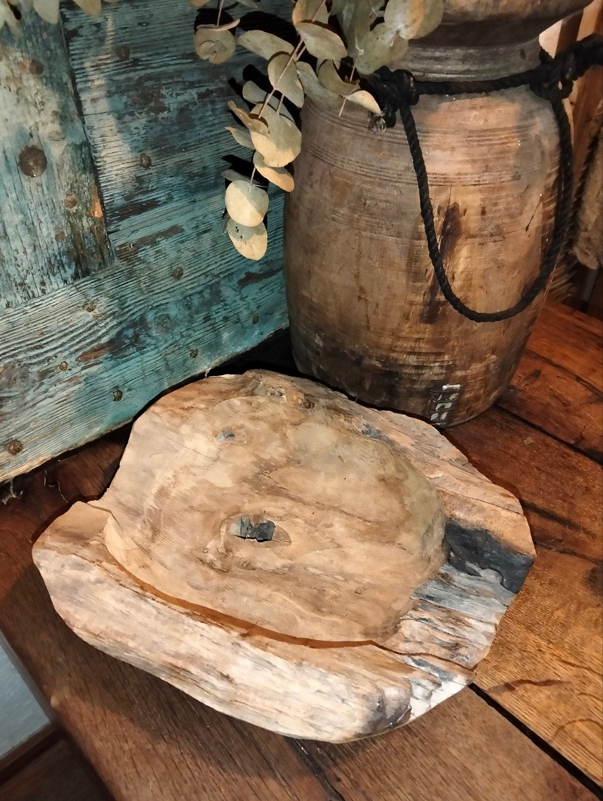 Brocante houten degelijke schaal (1), Antiek en Kunst, Curiosa en Brocante, Ophalen of Verzenden