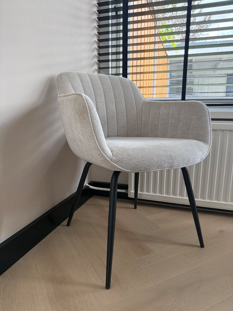4x eetkamerstoelen, Ophalen, Japandi, Wit, Zo goed als nieuw