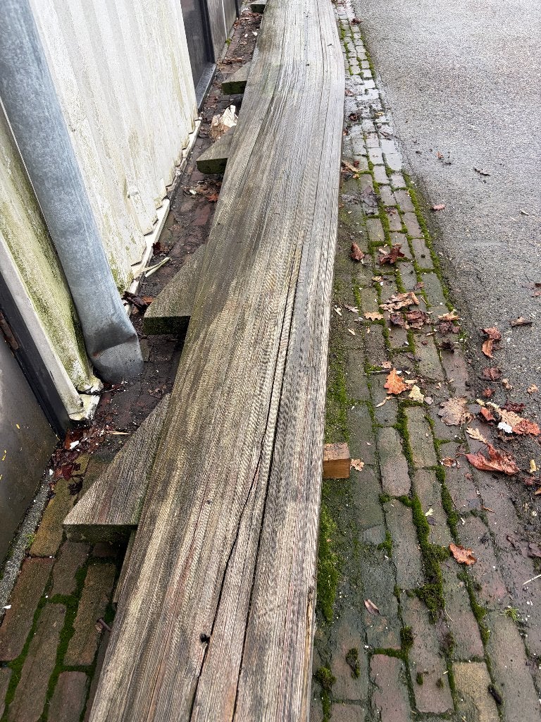 Gelamineerde spanten balken balkhout constructiehout ( 922 ), Doe-het-zelf en Verbouw, Ophalen, Gebruikt, Balk, Vuren