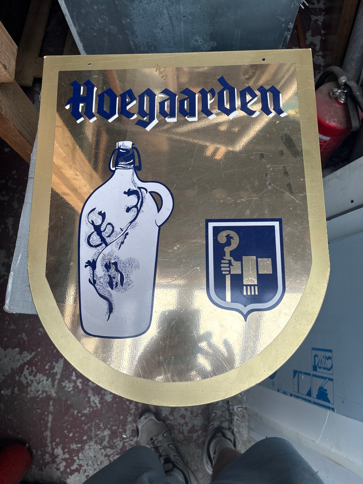 Vintage Hoegaarden Reclamebord - Uniek Brouwerij Decor, Ophalen of Verzenden, Gebruikt, Reclamebord, Plaat of Schild, Overige merken