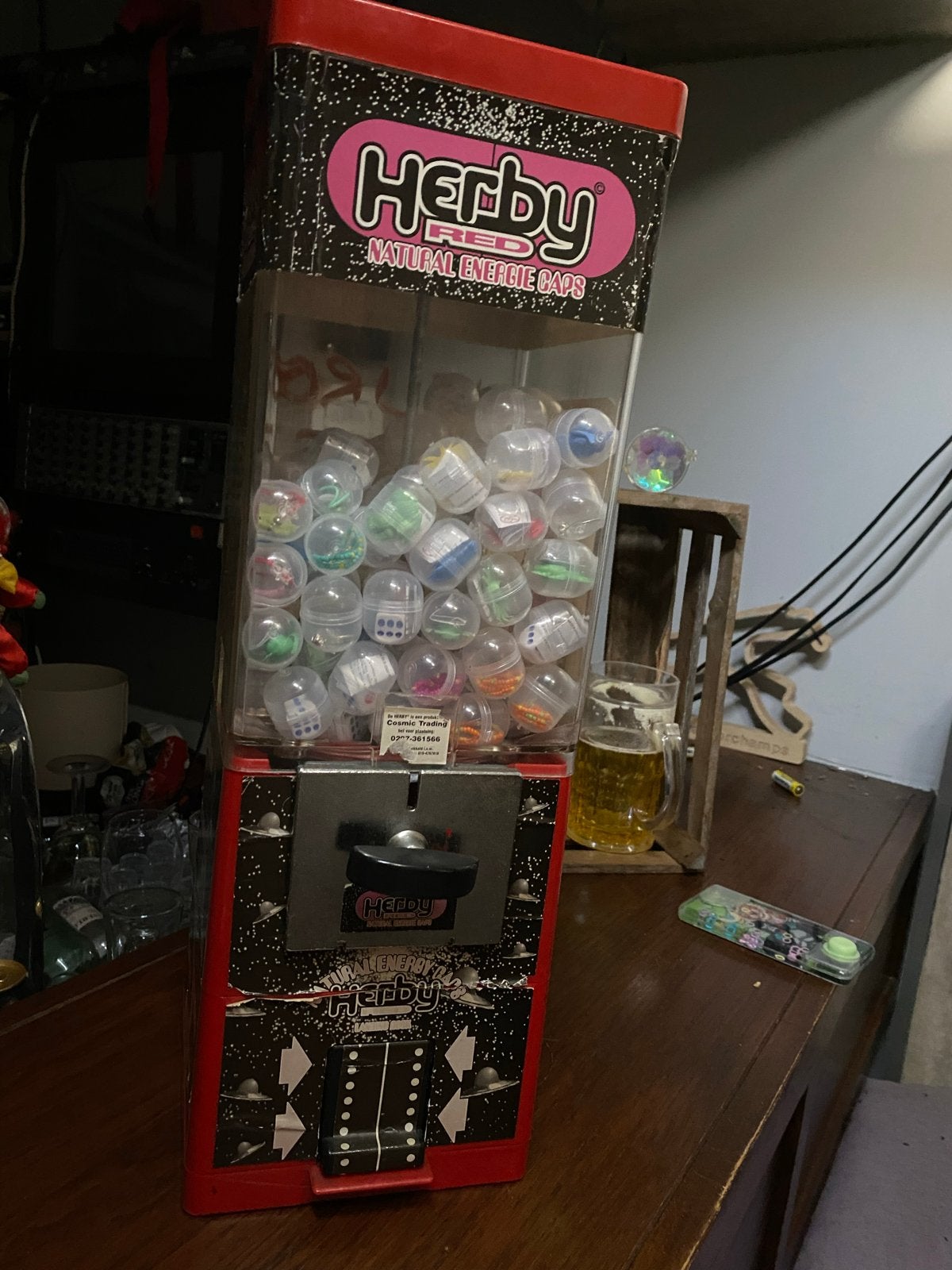 Herby Red automaat met sleutel en capsules, Verzamelen, Ophalen, Gebruikt