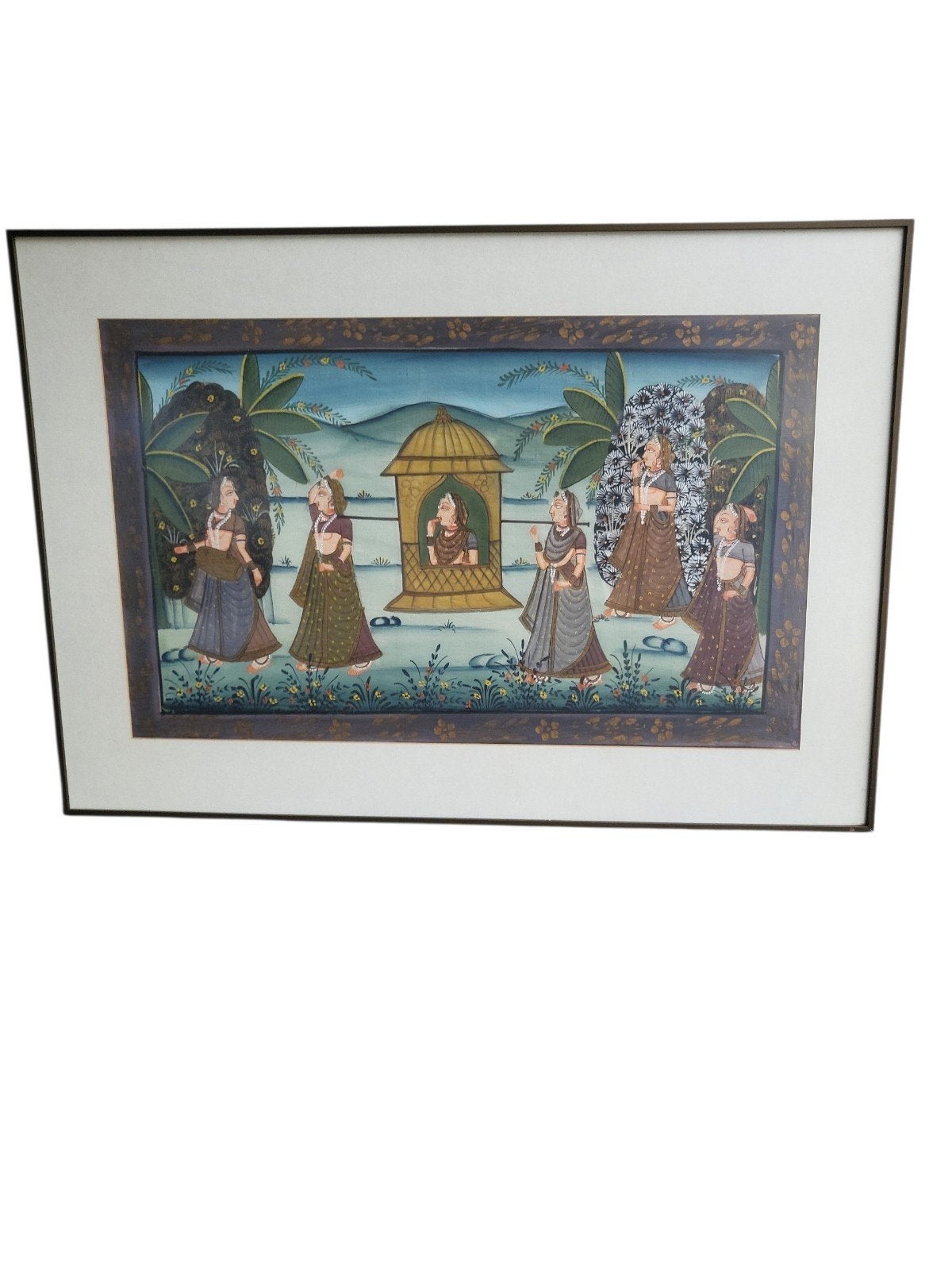 Ingelijst schilderij met Indische taferelen, Schilderij, Ingelijst, India, Ophalen of Verzenden