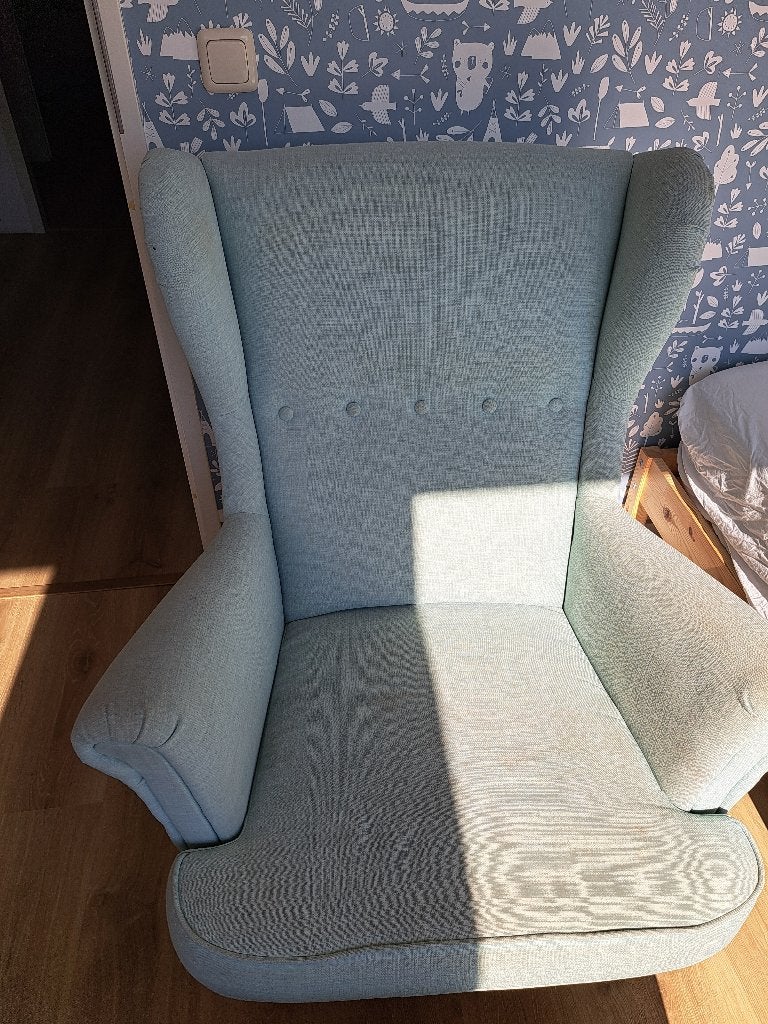 Ikea fauteuil met poef, Ophalen, Gebruikt, 75 tot 100 cm, Stof