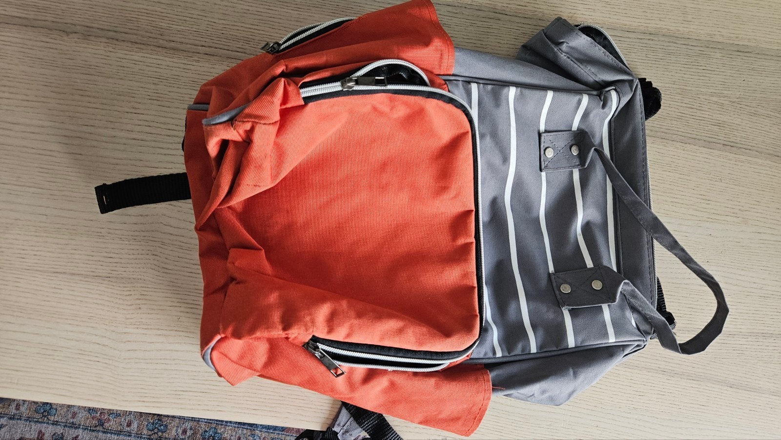 Multifunctionele Rugzak - Oranje/Grijs met Strepen, Ophalen