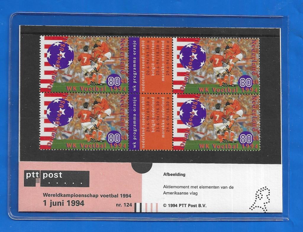 Postzegelmapje 124 - Wereldkampioenschap voetbal 1994, Verzenden, Na 1940, Postfris