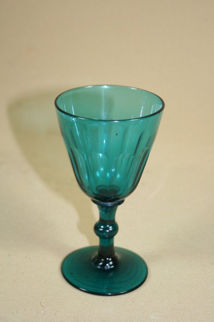 Antiek biedermeier groen witte wijn glas, Ophalen of Verzenden
