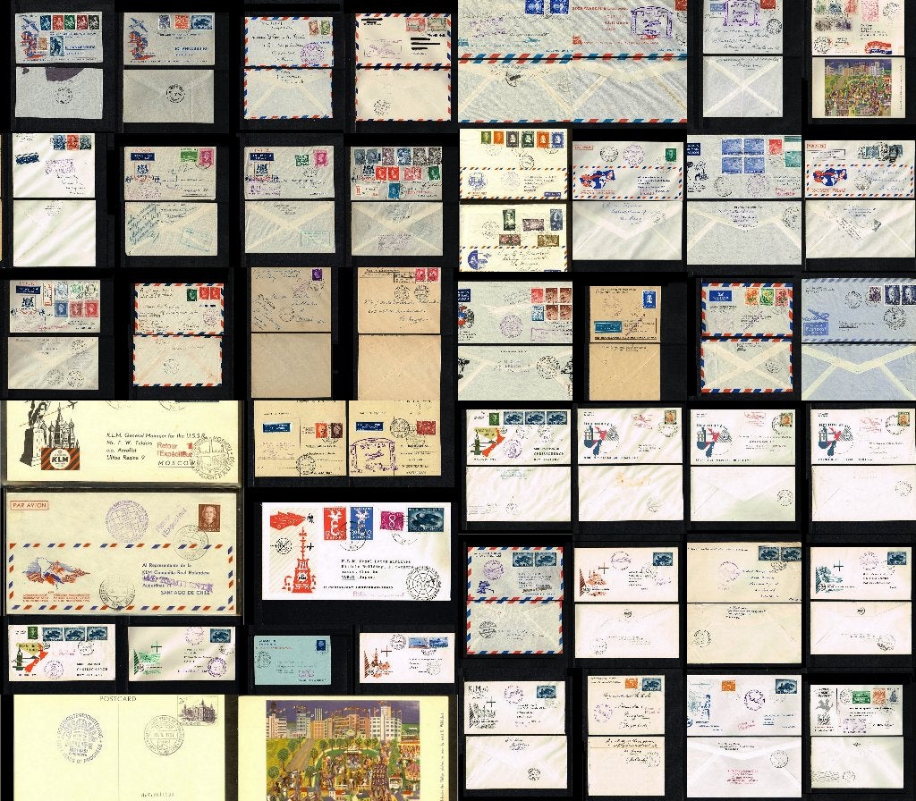 550x ++ Eerste (KLM) vluchten van/naar NL tussen 1940-2009, Ophalen of Verzenden, Envelop