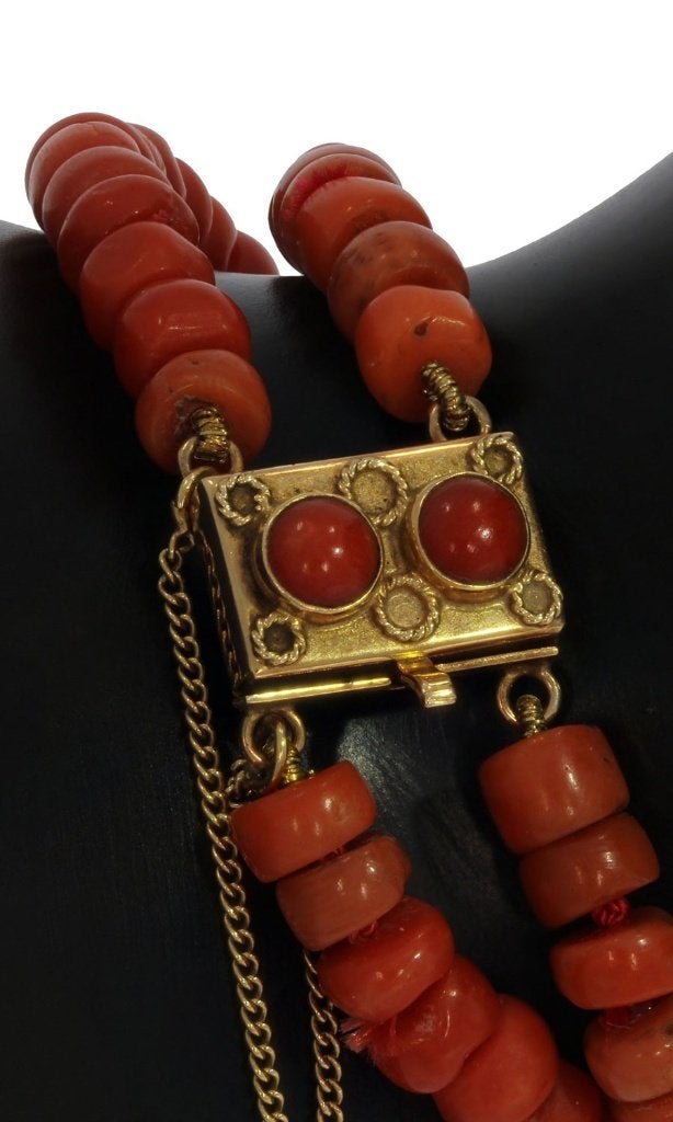 Bloedkoraal antieke armband fraai 14k slot goud dames retro, Sieraden, Tassen en Uiterlijk, Antieke sieraden, Ophalen of Verzenden
