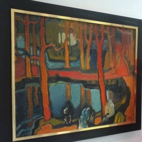 Aquarel Boslandschap mogelijk Jaap Min, Ophalen of Verzenden