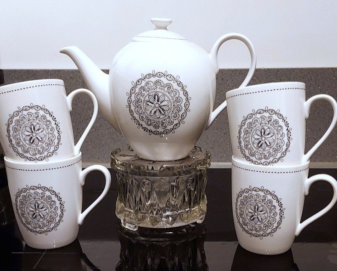 theeservies Riverdale Flow white, mandala, Ophalen of Verzenden, Porselein, Overige stijlen, Overige typen