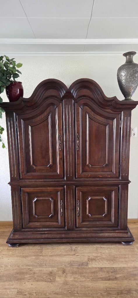 Massief eiken buffetkast / servieskast 160x215 cm, Ophalen, Gebruikt, 200 cm of meer, 150 tot 200 cm