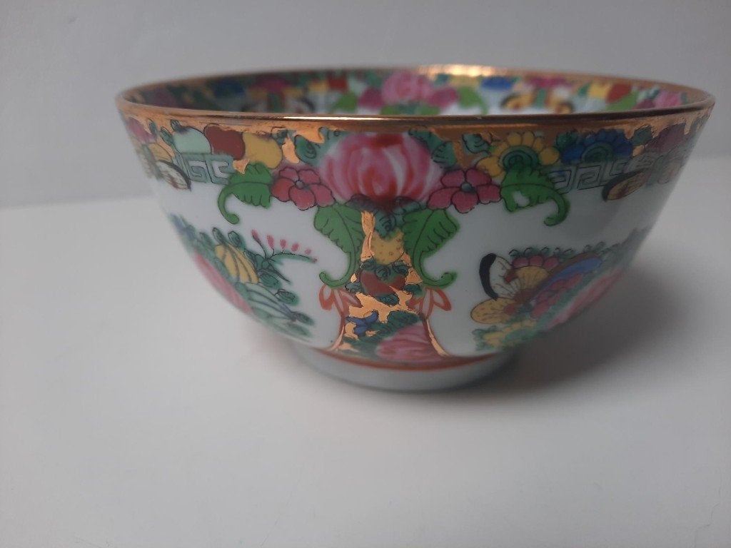 Rijstkom Famille Rose Medaillon, Ophalen of Verzenden