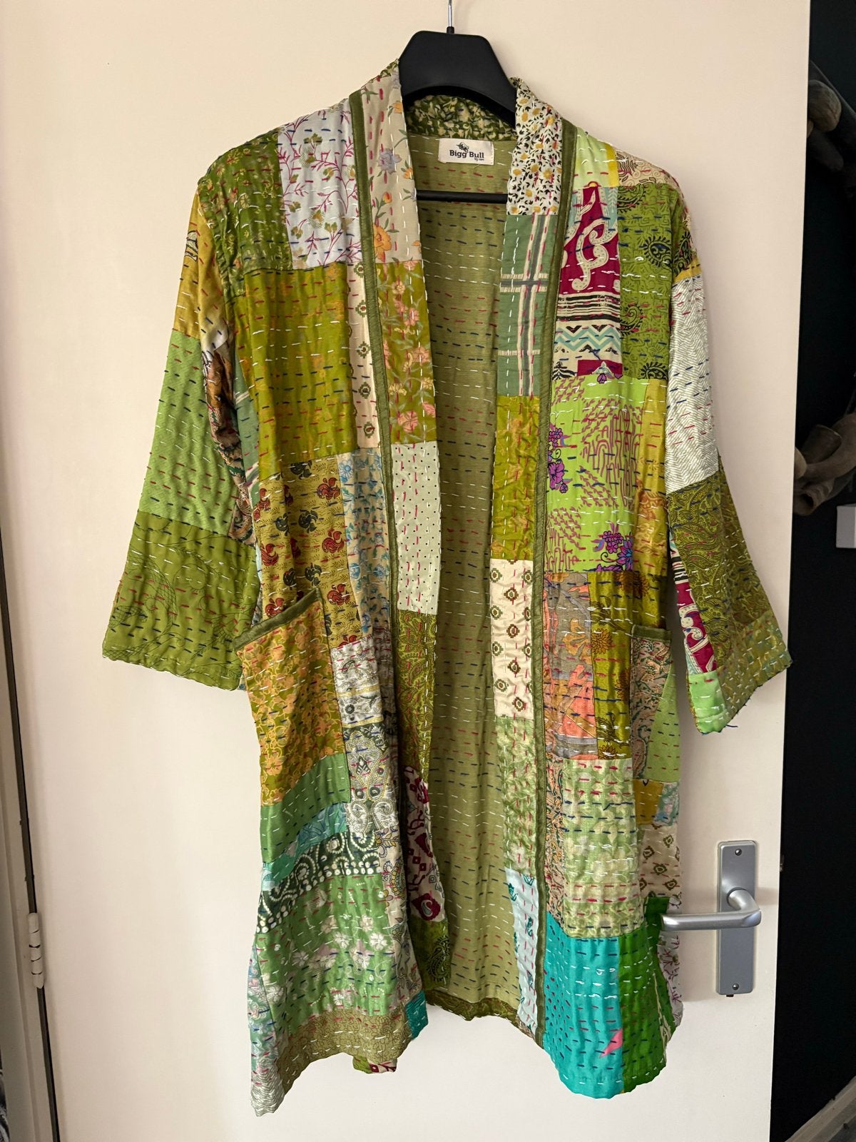 Bigg Bull Patchwork Kimono Jas - Groen/Meerkleurig, Kleding | Dames, Ophalen of Verzenden, Zo goed als nieuw, Maat 46/48 (XL) of groter