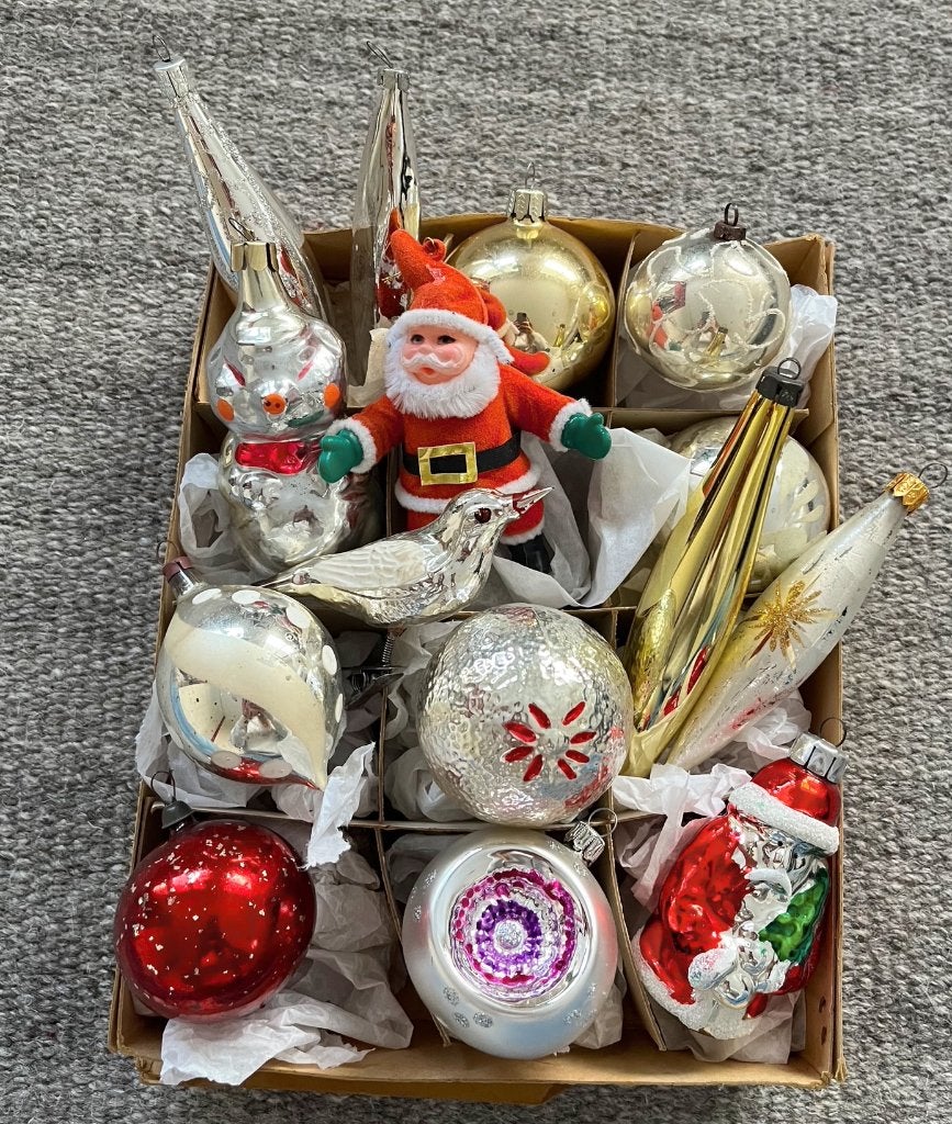 Antieke oude kerstballen, 15 stuks, Diversen, Ophalen of Verzenden, Gebruikt