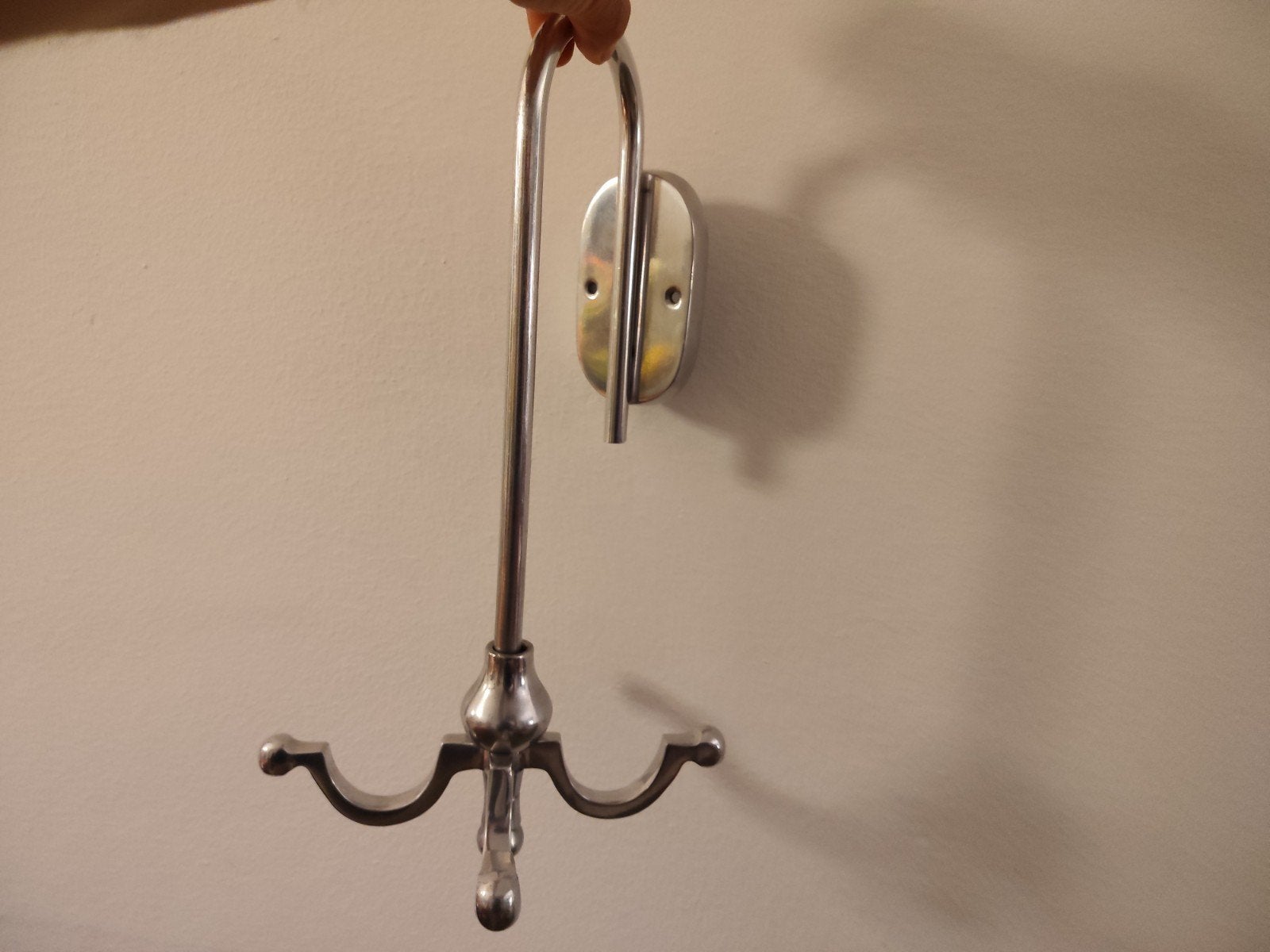 Vintage Metalen wandkapstok met 4 haken, Ophalen of Verzenden, Gebruikt, Metaal, Wandkapstok