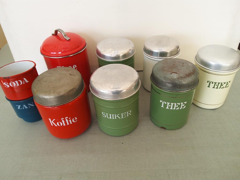 Emaille en Blik - Diverse Koffie - Thee en Suiker bussen, Ophalen of Verzenden