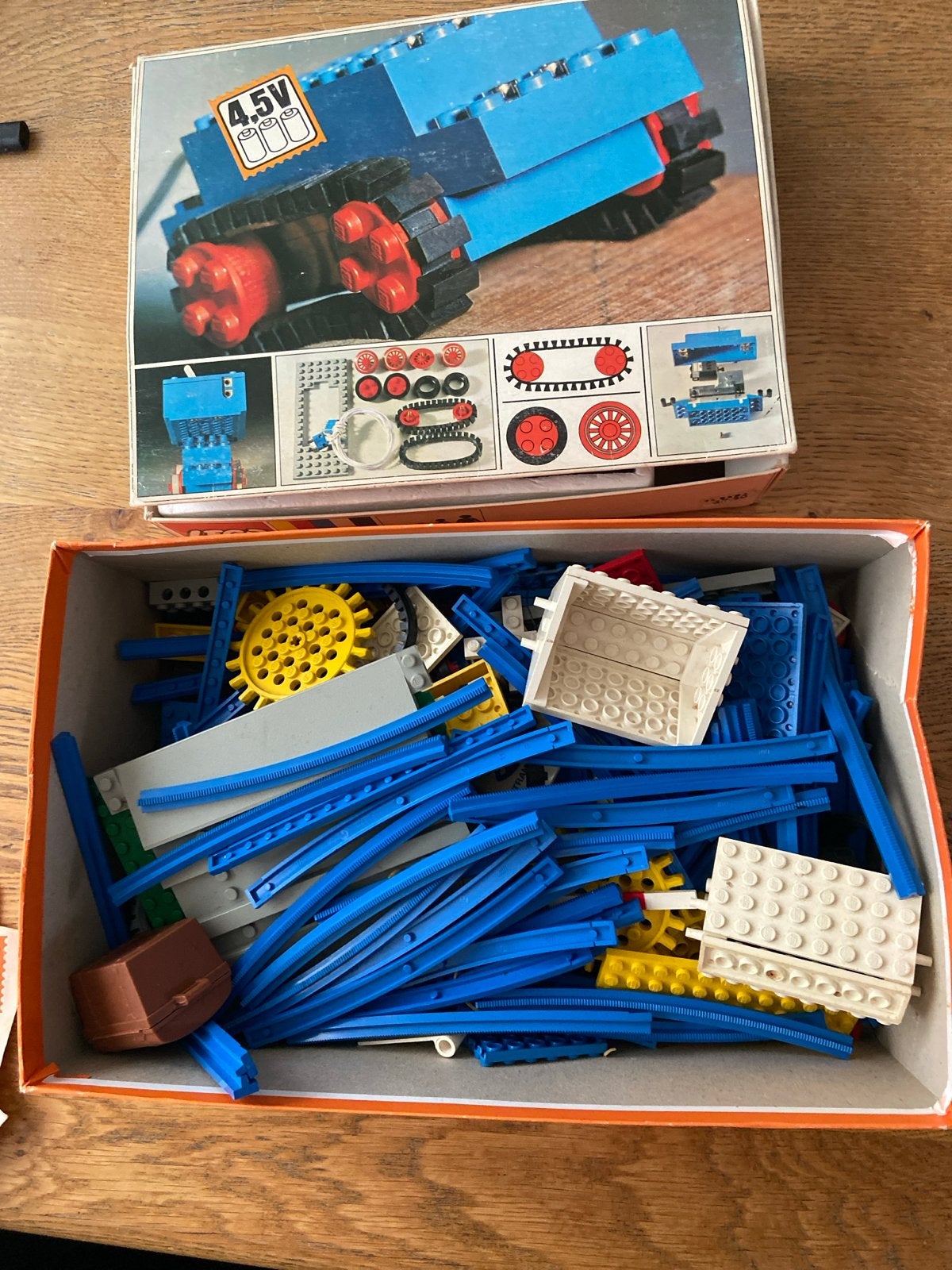 Vintage LEGO Trein 4.5V met doos en instructies, Gebruikt, Overige thema's, Lego, Ophalen of Verzenden