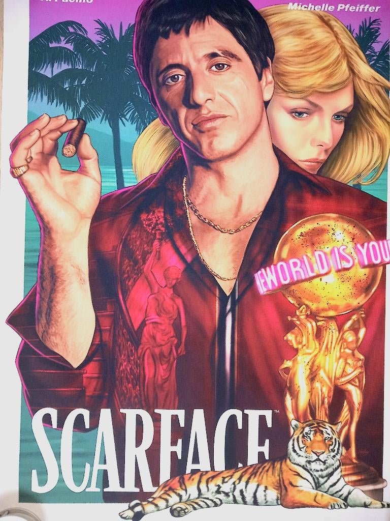 Filmposter van Scarface met Al Pacino, Ophalen of Verzenden, Zo goed als nieuw, Film, Poster