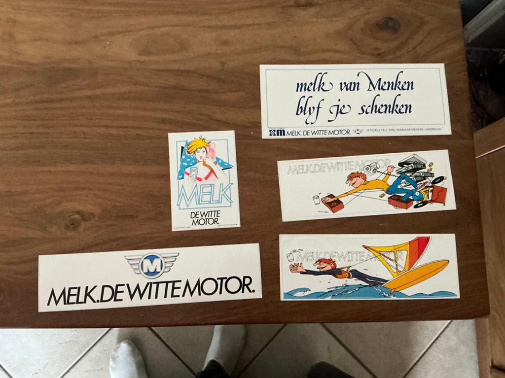 Stickers melk de witte motor, Ophalen of Verzenden, Zo goed als nieuw
