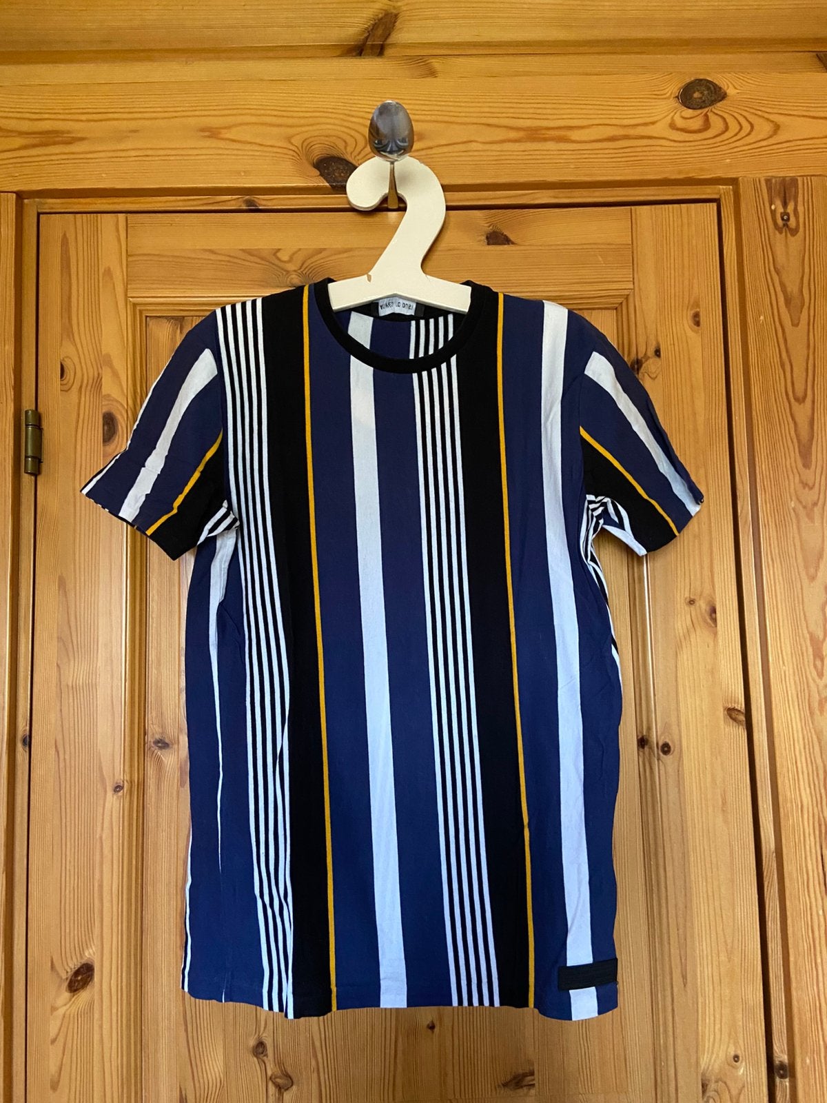 T-shirt ashes to Dust S gestreept blauw kr mouw oto 49 lg 72, Ophalen of Verzenden, Zo goed als nieuw, Blauw