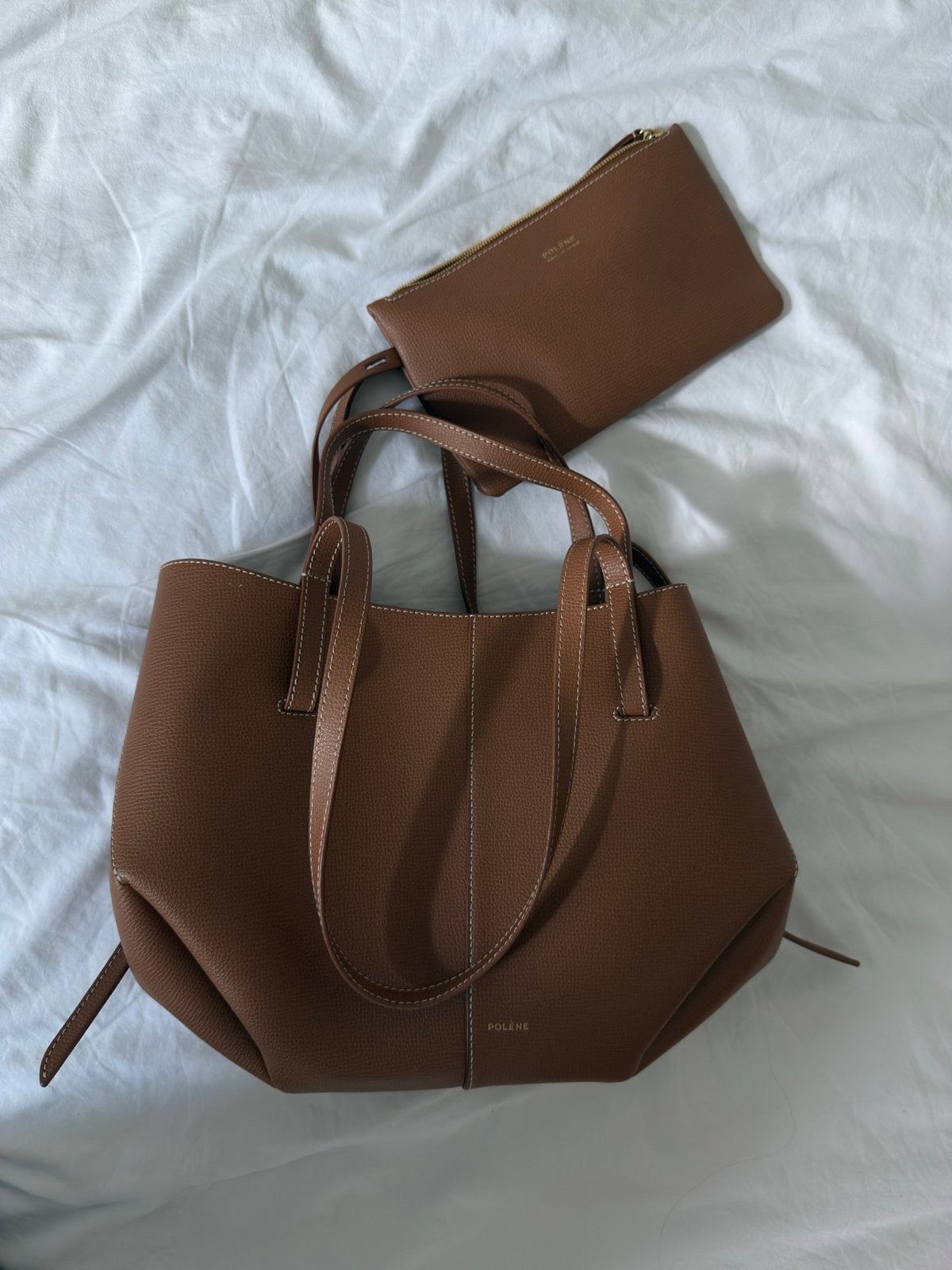 Polène Cyme Mini, Sieraden, Tassen en Uiterlijk, Ophalen, Zo goed als nieuw, Bruin, Handtas