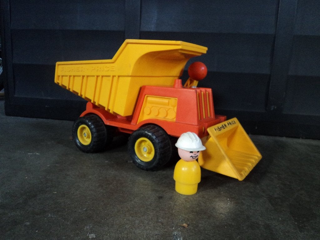 Fisher-Price Kiepwagen/bulldozer met Mannetje, Verzenden, Zo goed als nieuw, Auto of Voertuig