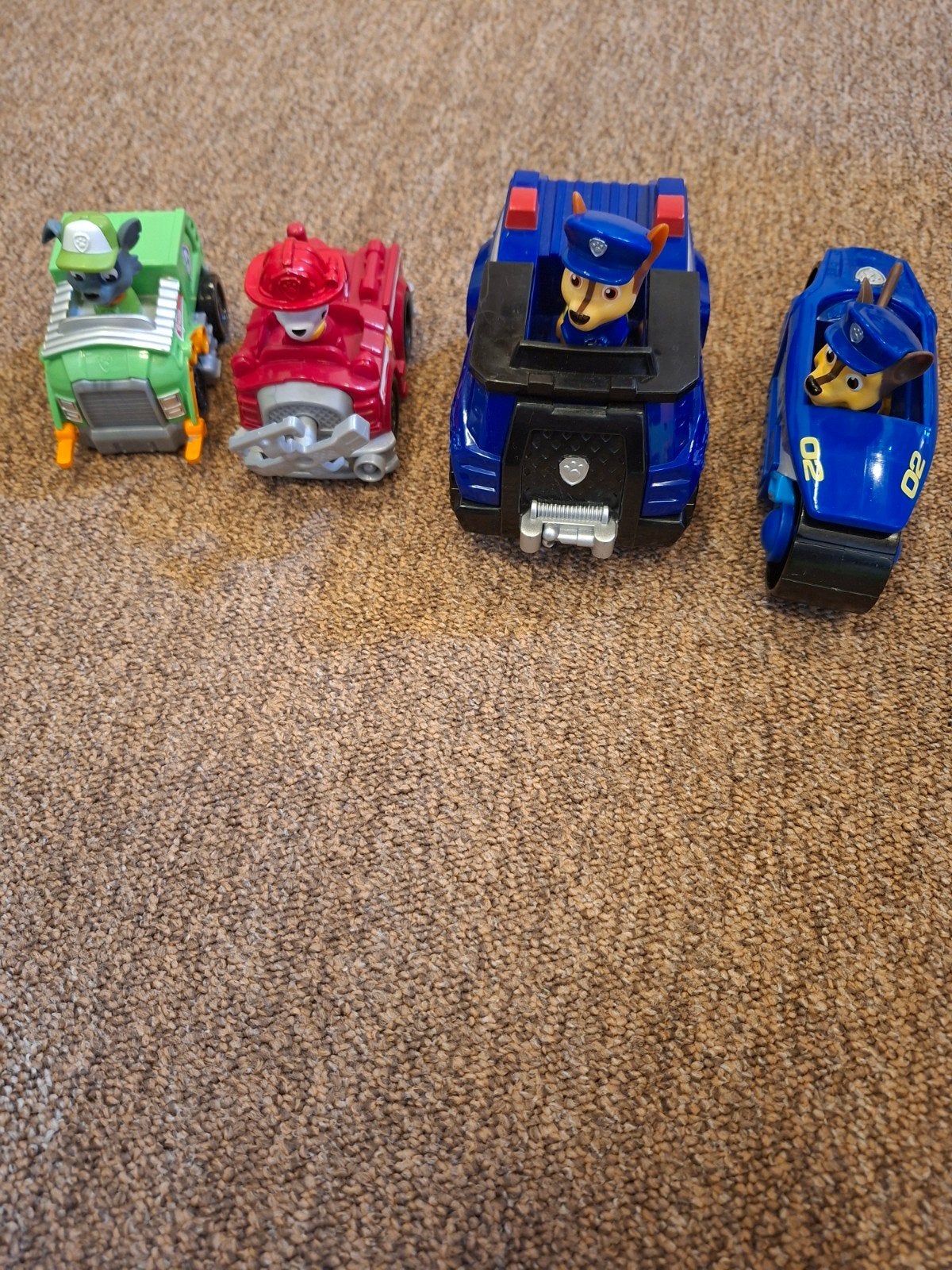 Paw Patrol auto's - Rock, Chase (2x), Marshall, Ophalen of Verzenden, Gebruikt