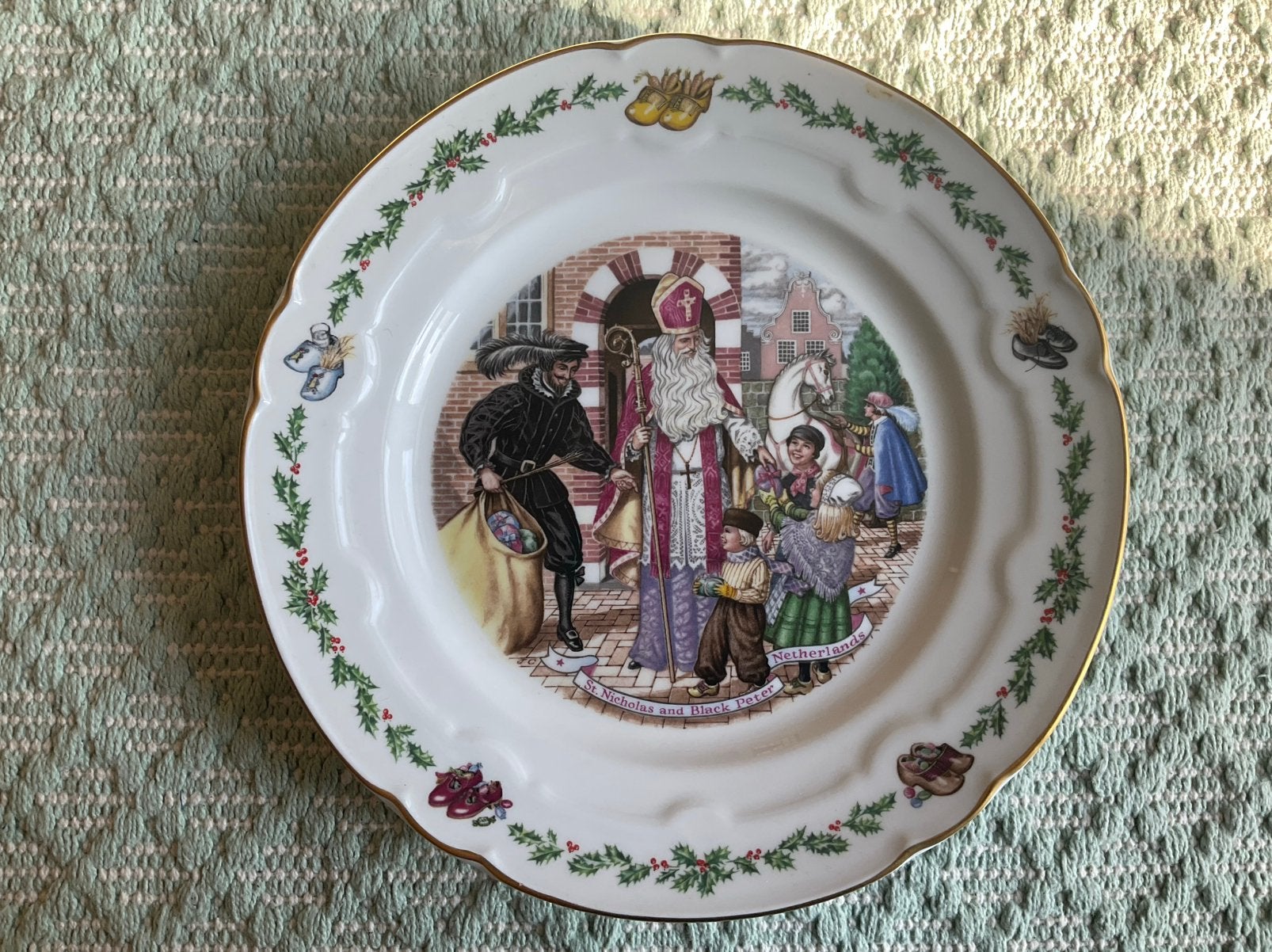 Royal Worcester bord sinterklaas zwarte piet, Antiek en Kunst, Ophalen of Verzenden